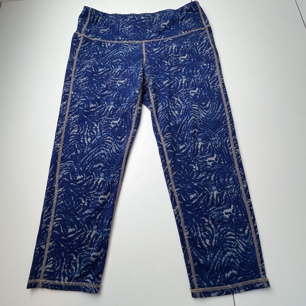 Athleta Blue Gray Zebra Chaturanga Workout‎ Capri